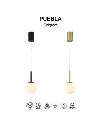 PUEBLA * COLGANTE LED 9W 3000K ORO SATINADO
